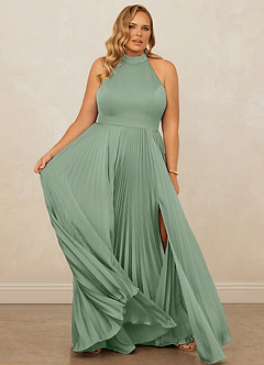 Christian Siriano Bridal for Azazie 1007 Bridesmaid Dresses Matcha A-Line Pleated Stretch Satin Dress image12