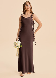 Azazie Trinity Junior Ganache Mermaid Pleated Chiffon Dress image3