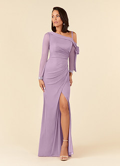Azazie Marna Mother of the Bride Dresses Wisteria Sheath One Shoulder Mesh Dress image1