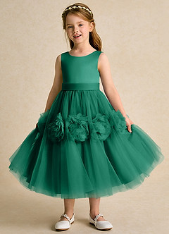 Azazie Vola Flower Girl Dresses Emerald Ball-Gown Sleeveless Tulle Dress image5
