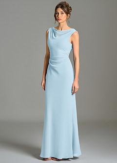 Azazie Kieryn Bridesmaid Dresses Sky Blue Mermaid Pleated Chiffon Dress image3