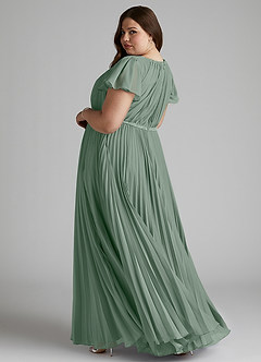 Azazie Kara vestidos de dama de honor modestos Vestido de Corte en A Plisado Hasta el suelo Gasa image11