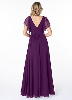 Azazie Zella Bridesmaid Dresses Grape A-Line Lace Chiffon Dress image2