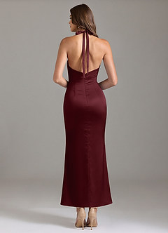 Azazie Valerie Bridesmaid Dresses Cabernet Mermaid Pleated Stretch Satin Dress image2