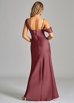 Azazie Celina Final Sale Desert Rose Sheath One Shoulder Stretch Satin Dress image2