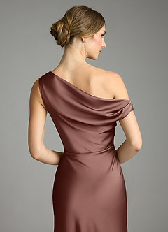Azazie Emerson Bridesmaid Dresses Espresso Mermaid Off the Shoulder Stretch Satin Dress image7