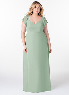 Azazie Syenna Bridesmaid Dresses Agave A-Line Ruched Chiffon Dress image6