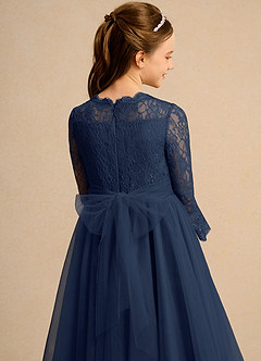 Azazie Lamb Girl vestidos de niña de las flores Vestido de Azul Marino Oscuro de Encaje de Princesa image6