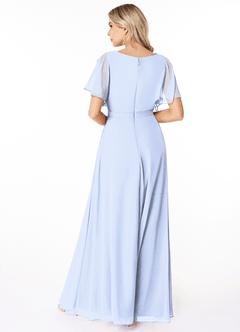 Azazie Aaliyah Modest Bridesmaid Dresses A-Line Scoop Pleated Chiffon Floor-Length Dress image2