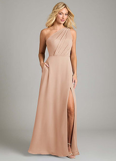 Azazie Phaedra Bridesmaid Dresses English Rose A-Line One Shoulder Chiffon Dress image1