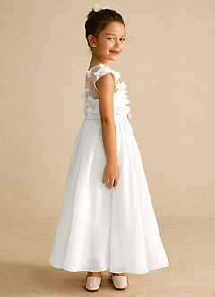 Azazie Arlo Flower Girl Dresses Ivory A-Line Bow Chiffon Dress image3