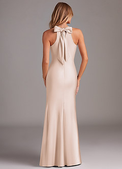 Azazie Doretta Bridesmaid Dresses Blushing Pink Mermaid Pleated Stretch Satin Dress image2