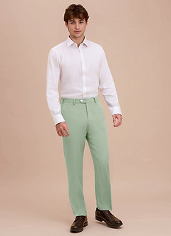 front Ethan Dusty Sage Refined Weave Dress Pants