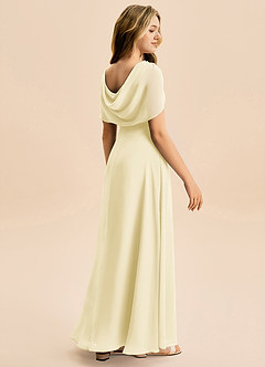 Azazie Emma Junior Robe Trapèze en Mousseline de soie Plissée Sorbet Citron image6