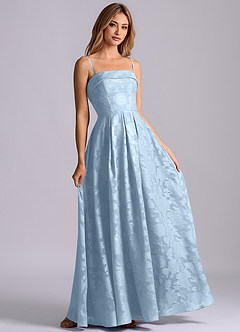 Azazie Lucienne Jurken voor bruidsmeisjes Jurk van Bloemen Burn-out met A-Lijn Strapless Hemelsblauw image6