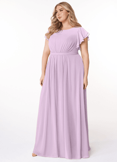 Azazie Daphne vestidos de dama de honor modestos Vestido de Corte En A Volantes Hasta el suelo Gasa image8