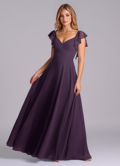 Azazie Leilani Bridesmaid Dresses Plum A-Line Pleated Chiffon Dress image1