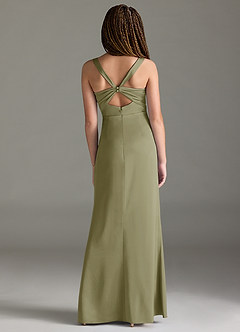 Azazie Mero Junior Pistachio Mermaid Pleated Stretch Satin Dress image5
