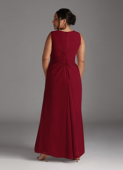 Azazie Manuella Mother of the Bride Dresses Burgundy A-Line V-Neck Pleated Chiffon Dress image14
