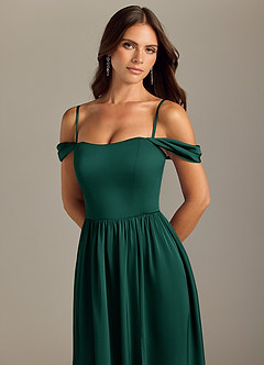 Azazie Calianna Bridesmaid Dresses Emerald A-Line Off the Shoulder Stretch Satin Convertible Dress image3