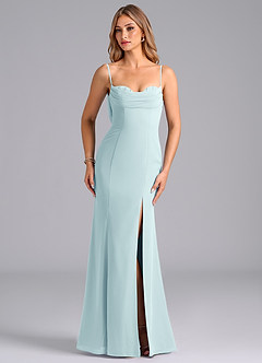Azazie Wynni Bridesmaid Dresses Sea Glass Mermaid Corset Chiffon Dress image4