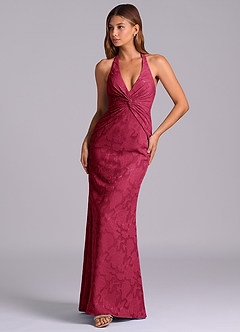 Azazie Valerie Jurken voor thuis passen Jurk van Bloemen Burn-out met Zeemeermin Geplooid Bourgondië image4