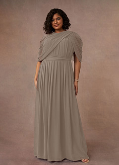 Azazie Olena Mother of the Bride Dresses Taupe A-Line Sequins Chiffon Dress image7