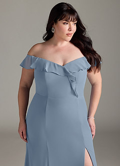 Azazie Sophie Bridesmaid Dresses Dusty Blue A-Line Off the Shoulder Chiffon Convertible Dress image11
