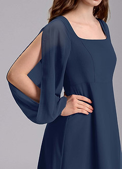 Azazie Bondi Junior Abito A-Line in Chiffon Blusa Marino Scuro image8