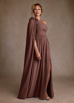 Azazie Lancaster Mère de la mariée Robes Robe Trapèze en Mousseline de soie Ue épaule Expresso image3