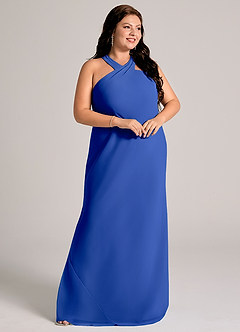 Azazie Doretta Abiti da Damigella Abito Sirena in Chiffon Plissettato Blu Reale image5