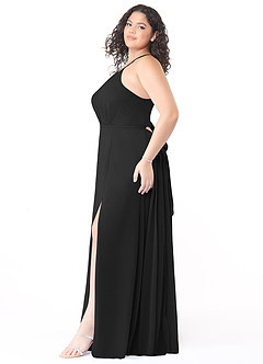 Azazie Evalleen Bridesmaid Dresses Black A-Line Pleated Chiffon Dress image10