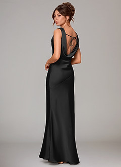 Azazie Rylina Bridesmaid Dresses Black Mermaid Stretch Satin Dress image4