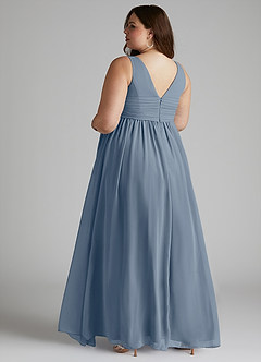 Azazie Yetta Brautjungfernkleider für Schwangere A-Linie V-Hals Versammelt Chiffon Bodenlänge Kleid image11