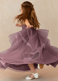 Azazie Sofia Flower Girl Dresses Vintage Mauve A-Line Beaded Tulle Dress image2