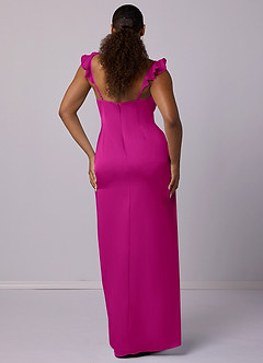 Barbie ♥ Azazie Bridesmaid Dresses Fuchsia Sheath Stretch Satin Dress image13