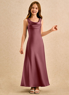 Azazie Raspberry Girls Formal Flower Girl Klänningar Klä A-Line i Stretch Satin Plisserad image4