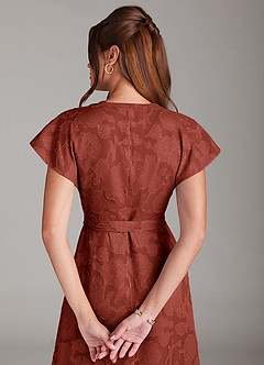 Azazie Ling Brautjungfernkleider A-Linie Plissee Blumen-Burnout Kleid Terrakotta image8