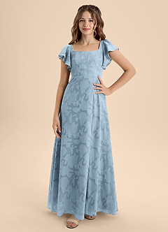 Azazie Bondi Junior Klänning av A-Line i Blommig Utbrändhet Rosett image4