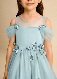 Azazie Juni Robe Demoiselle D'honneur Fillette Robe Princesse en Tulle Plissée Brume image9