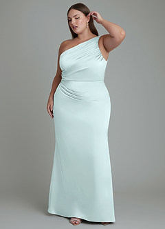 Azazie Akilah Robes de demoiselle d'honneur Robe Sirène en Satin extensible Asymétrique Verre De Mer image10