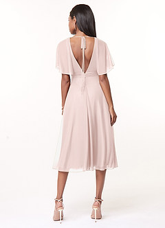 Azazie Tinsley Robes de demoiselle d'honneur Robe Trapèze en Maille Plissée Rose Pâle image2