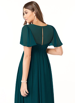 Azazie Verna Maternity Bridesmaid Dresses A-Line V-Neck Ruched Chiffon Floor-Length Dress image6