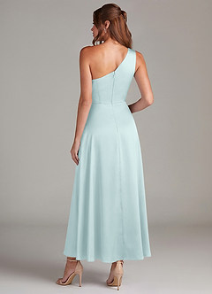Azazie Brooke Robes de demoiselle d'honneur Robe Trapèze en Satin extensible Asymétrique Brume image7