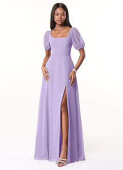 Azazie Alani Bridesmaid Dresses Lilac A-Line Square Neckline Chiffon Dress image1