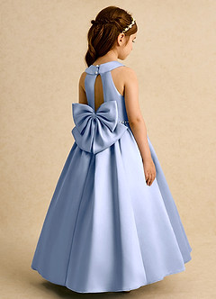 Azazie Daisies Flower Girl Dresses Ice Ball-Gown Bow Matte Satin Dress image1
