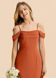 Azazie Lilly Junior Burnt Orange A-Line Pleated Chiffon Dress image6