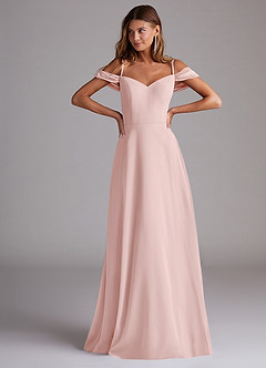Azazie Marley Bridesmaid Dresses Powder Pink A-Line Off the Shoulder Chiffon Convertible Dress image4