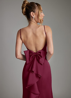 Azazie Zherra Bridesmaid Dresses Mulberry Mermaid Bow Stretch Satin Dress image7
