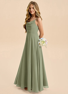 Azazie Gia Junior Pistachio A-Line Pleated Chiffon Dress image1